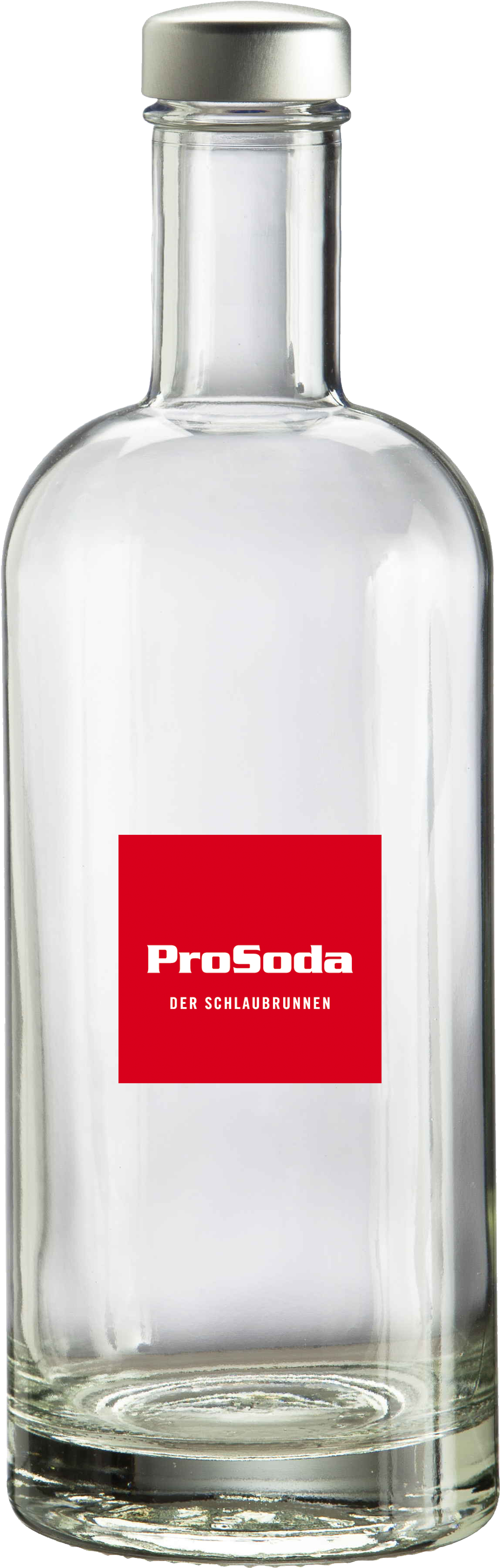 Glas Wasserflasche Bottiglia mit rotem ProSoda Logo