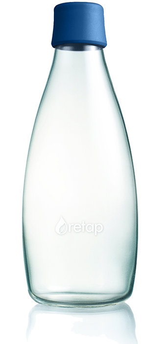 RETAP, nachf&uuml;llbare Glas Trinkflaschen, blauer Verschluss, 0,5 Liter