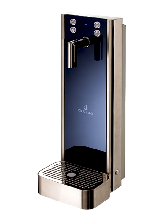 Bluglass Zapfhahn für Wasserspender Einbaugeräte und geringe Stellfläche Bluglass Zapfhahn für Wasserspender Einbaugeräte mit getemperter Glasfront und einem Zapfhahn.